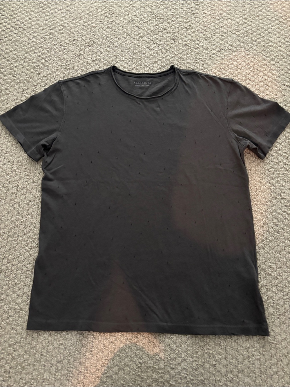 All Saints Black Distressed Crew Neck Tee